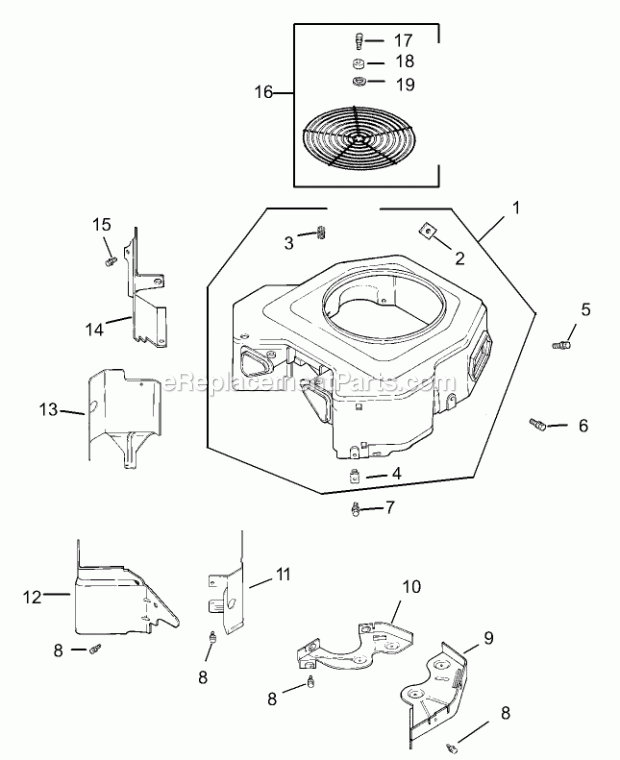 Blower Housing Assembly Kohler Cv23s Ps75560 Diagram and Parts List for 74166 240000001-240999999 Toro Lawn Mower