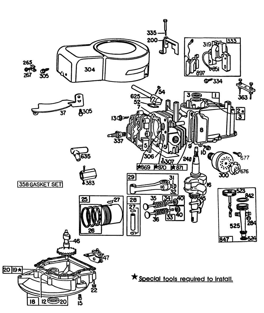 Engine Briggs & Stratton Model No. 110908-1204-01 Diagram and Parts List for 20661 3000001 - 3999999 Toro Lawn Mower