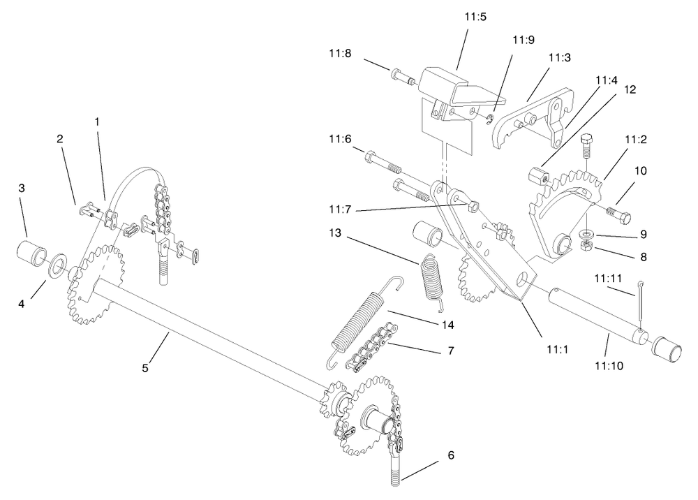 Deck Height Control Diagram and Parts List for 74160 790001 - 799999 Toro Lawn Tractor