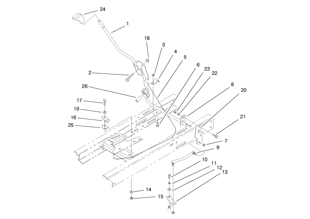 Shift Assembly Diagram and Parts List for 71190 7900001 - 7999999 Toro Lawn Tractor