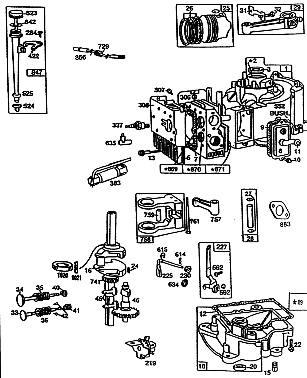 Engine Briggs & Stratton Model 257707-0123-01 Diagram and Parts List for 32-10B503 2000001 - 2999999 Toro Lawn Tractor