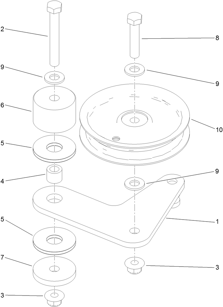 Pump Idler Assembly Diagram and Parts List for 74534TE (313000001-313999999)(2013) Toro Lawn Mower