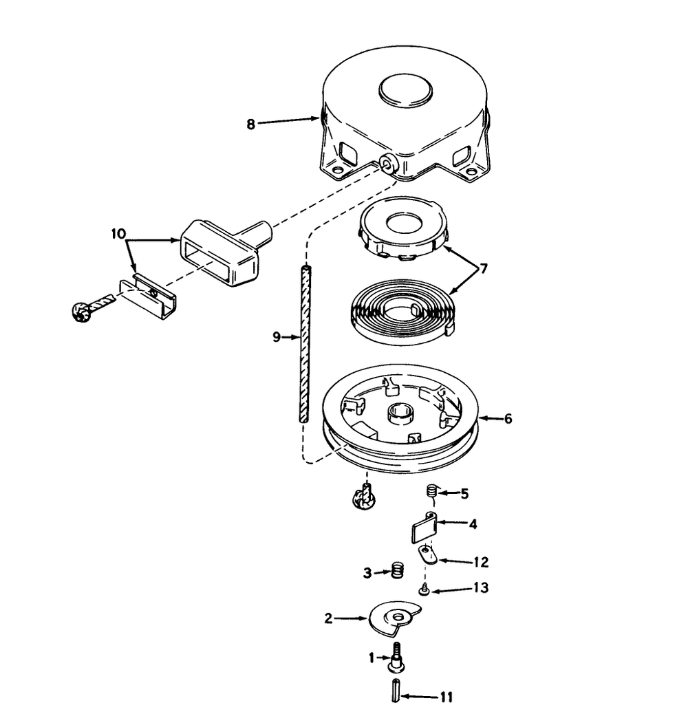 Rewind Starter No. 590473 (5 And 7 H.P. Snowthrower Model Nos. 38040 And 38050) Diagram and Parts List for 38040 2000001 - 2999999 Toro Snow Blower