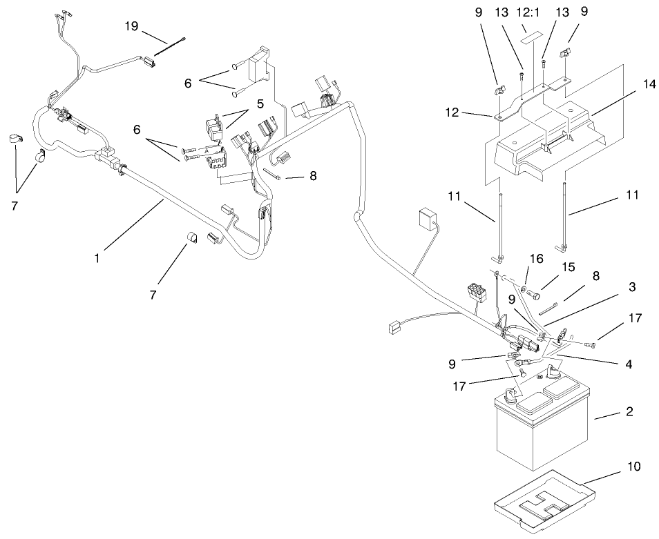 Electrical Assembly Diagram and Parts List for 73545 8900001 - 8999999 Toro Lawn Tractor