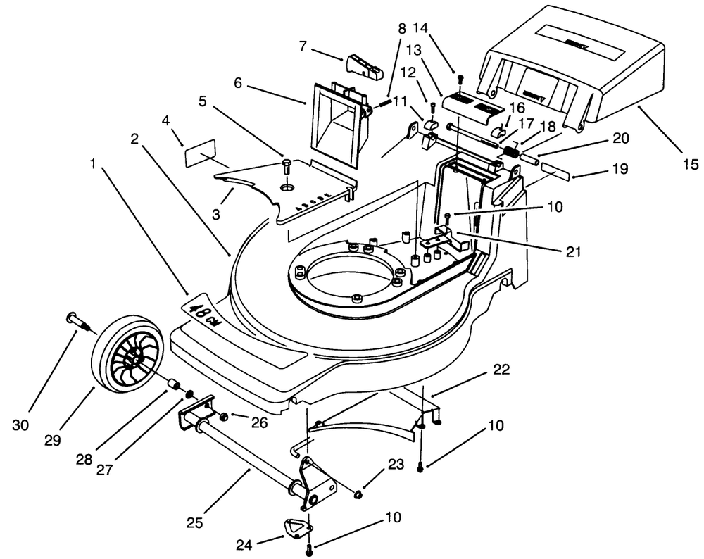Housing Assembly Diagram and Parts List for 20928BC 49000001 - 49999999 Toro Lawn Mower