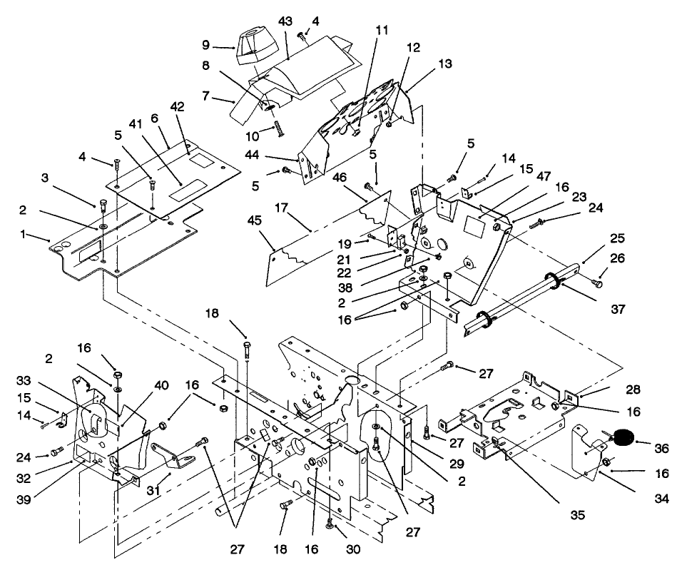Hoodstand, Console Diagram and Parts List for 73521 6900001 - 6999999 Toro Lawn Tractor