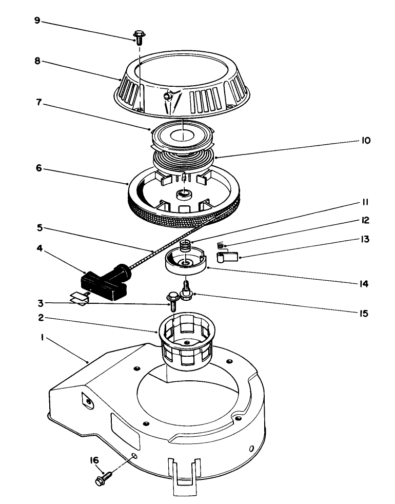 Recoil Assembly (Engine Model No. 47pm1-2)(Serial No. 2000001-2005000) Diagram and Parts List for 20329 2000001 - 2999999 Toro Lawn Mower