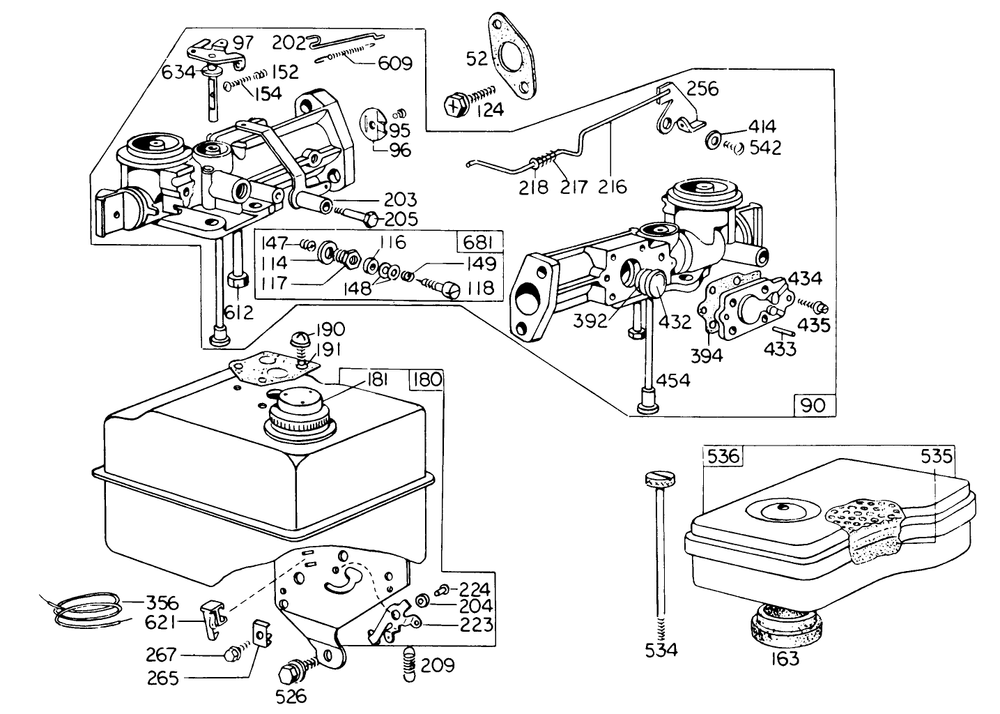 Carburetor Assembly Diagram and Parts List for 62912 9000001 - 9999999 Toro Leaf Blower / Vacuum