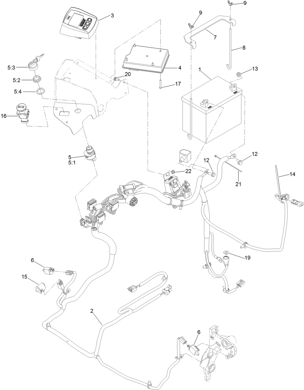 Electrical Assembly Diagram and Parts List for 74947 402000000-403247299 Toro Lawn Mower