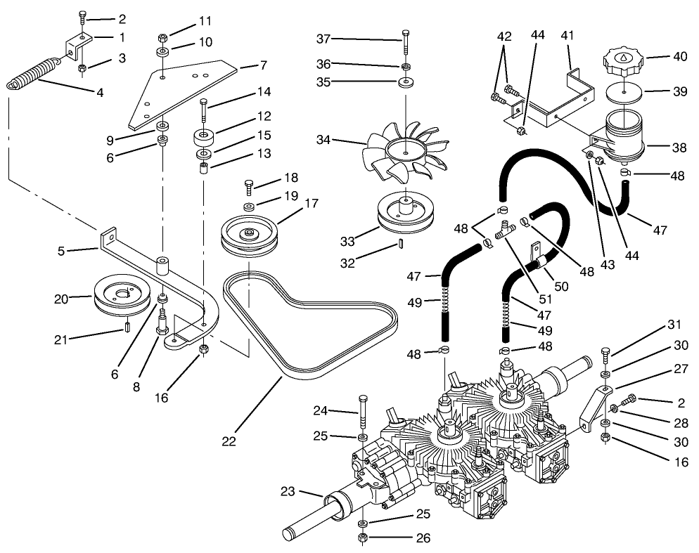 Transmission & Drive System Assembly Diagram and Parts List for 74101 390001 - 399999 Toro Lawn Tractor