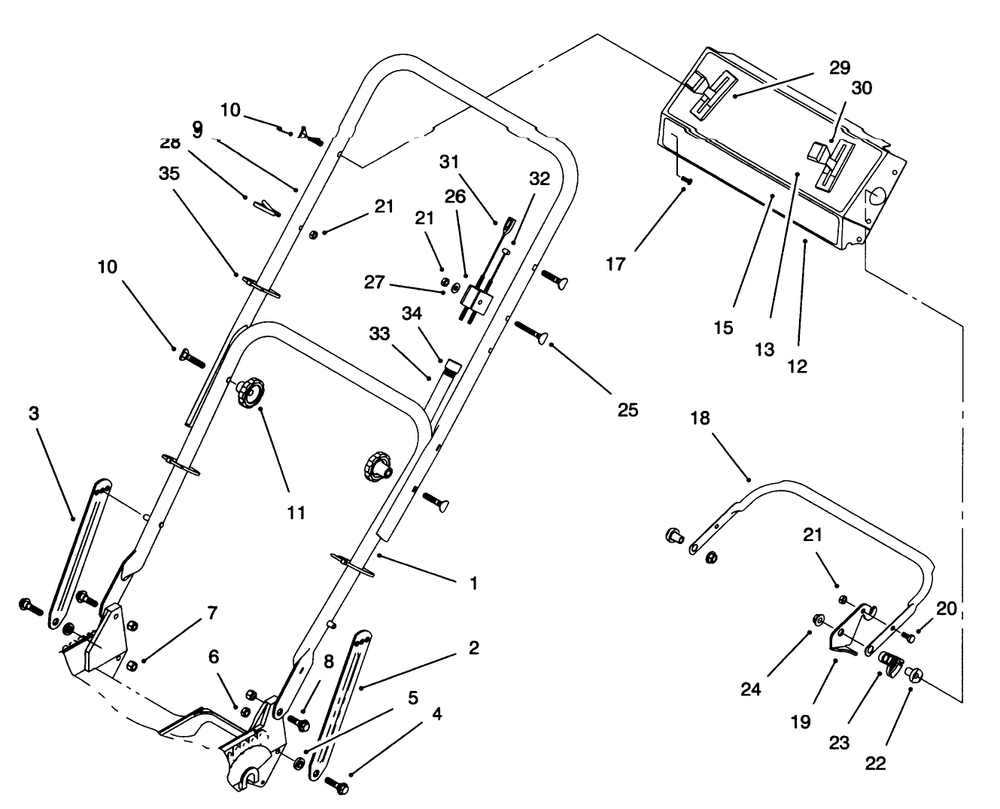 Handle Assembly (Model No. 20462 Only) Diagram and Parts List for 20462 5900001 - 5999999 Toro Lawn Mower