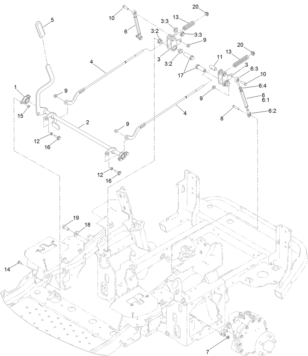 Parking Brake Assembly Diagram and Parts List for 74072 403226744-404399999 Toro Lawn Mower