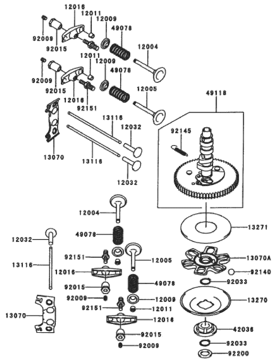 Valve/Camshaft Assembly Diagram and Parts List for 74173 (990001-999999)(1999) Toro Lawn Mower
