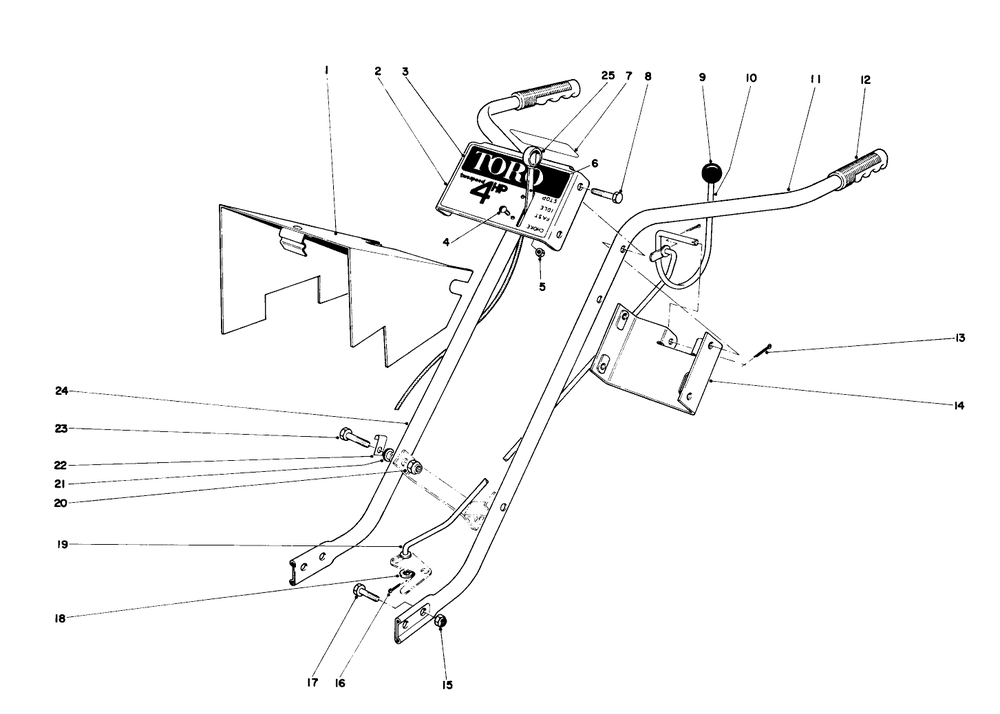 Handle Assembly Diagram and Parts List for 58114 5000001 - 5999999 Toro Tiller