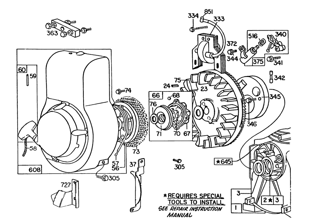 Engine Briggs & Stratton Model 112202-0135-01 Diagram and Parts List for 58336 2000001 - 2999999 Toro Tiller