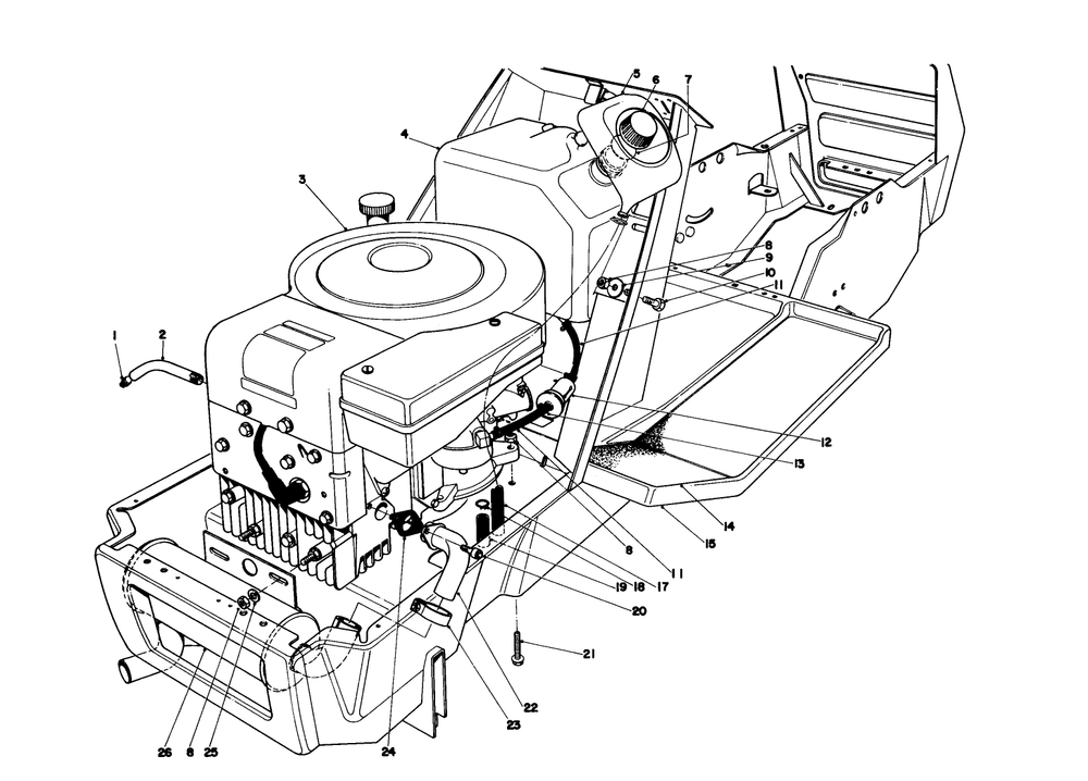 Engine Assembly Model 57300 Diagram and Parts List for 57360 0000001 - 0999999 Toro Lawn Tractor
