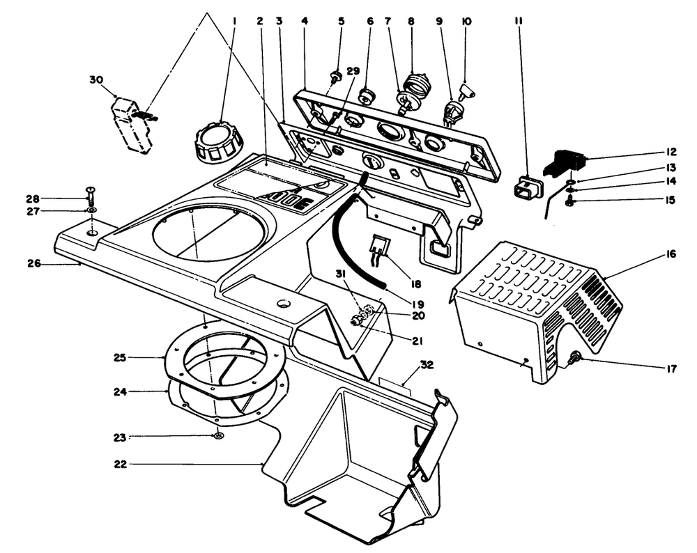 Control Panel & Shrouding Assembly Diagram and Parts List for 38185C 8000001 - 8999999 Toro Snow Blower