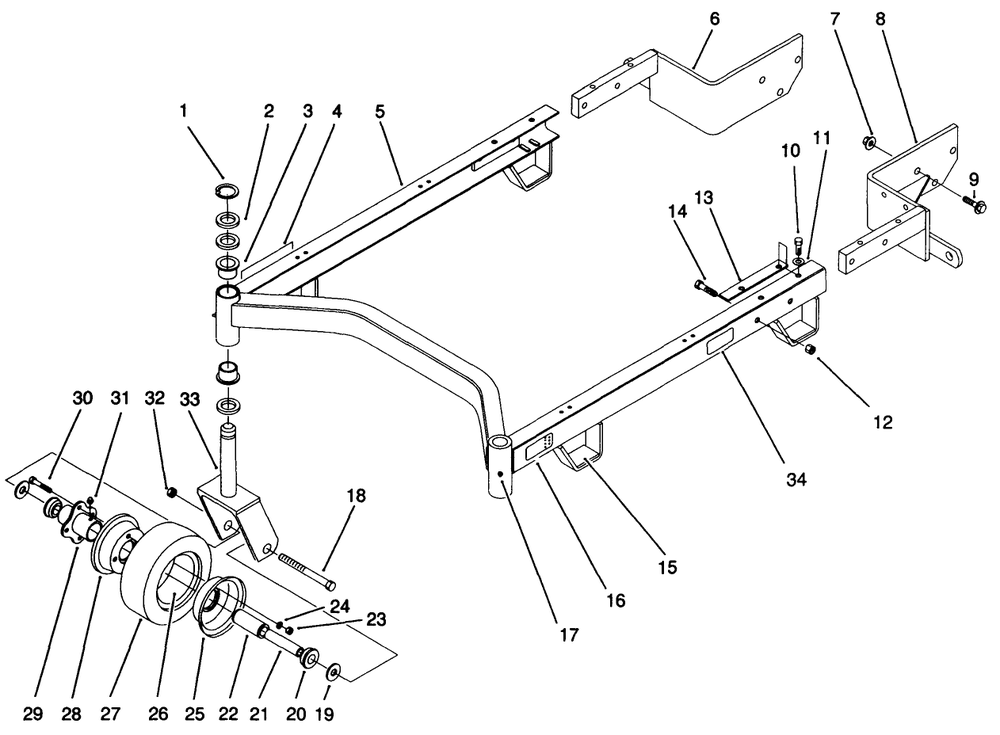 Carrier Frame Assembly Diagram and Parts List for 30148 2000001 - 2999999 Toro Lawn Mower
