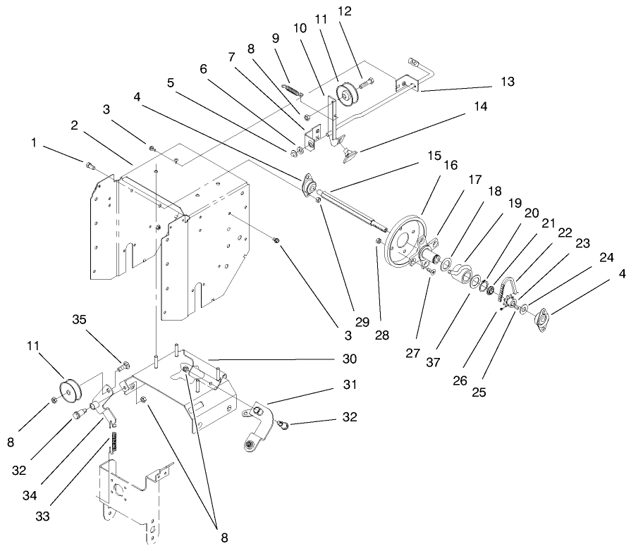 Upper Traction Assembly Diagram and Parts List for 38084 9900001 - 9999999 Toro Snow Blower