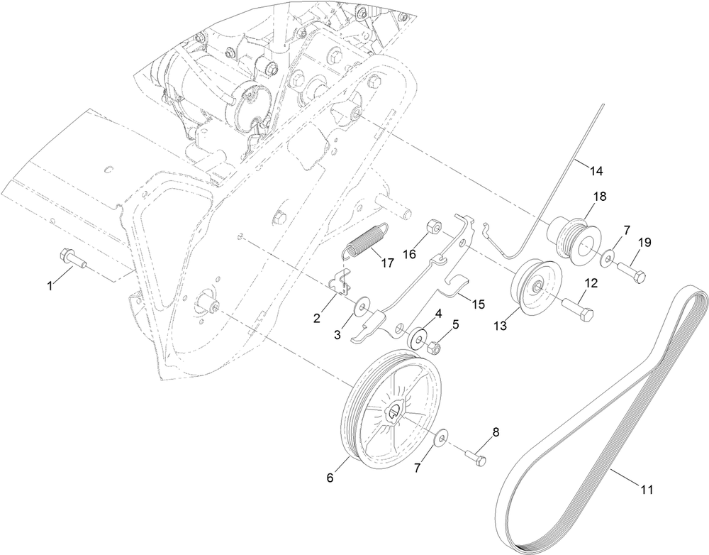 Rotor Drive Assembly Diagram and Parts List for 38754 414142000 - 999999999 Toro Snow Blower