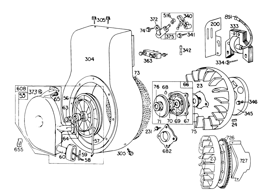 Engine Briggs & Stratton Model No. 190402 Type 0989-01 Diagram and Parts List for 38155 3000001 - 3999999 Toro Snow Blower