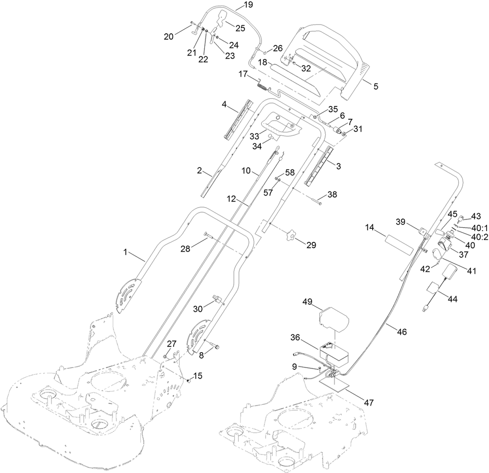 Handle Assembly Diagram and Parts List for 21811 413000000 - 414160194 Toro Lawn Mower