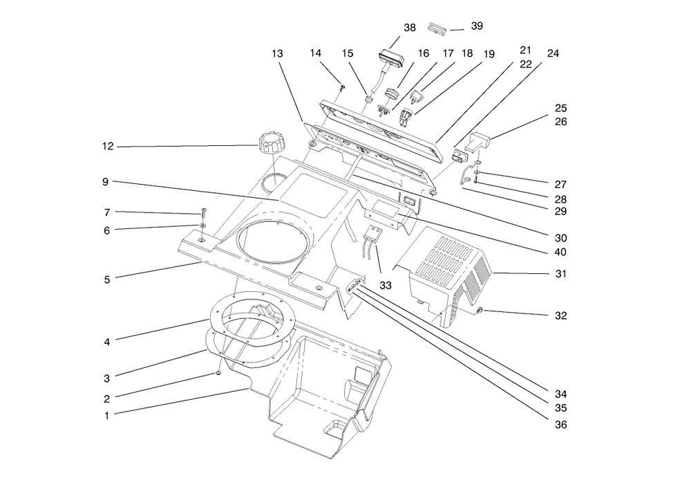Shroud Assembly Diagram and Parts List for 38422 8900001 - 8999999 Toro Snow Blower