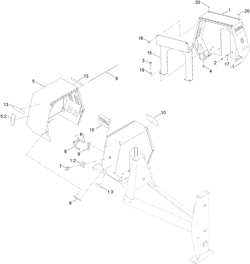 Cowl Assembly Diagram and Parts List for 68004C 404320000 - 999999999 Toro Cement Mixer