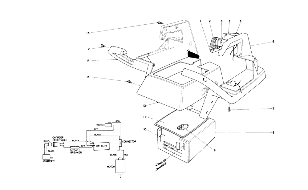Upper Case Assembly Diagram and Parts List for 51512 3000001 - 3999999 Toro Trimmer