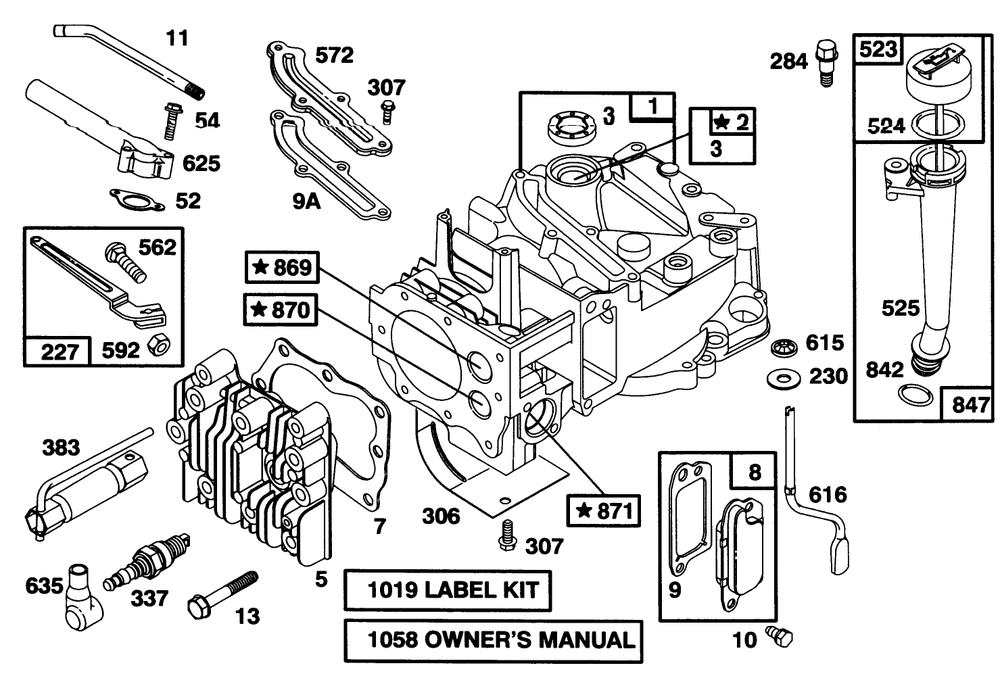 Engine Briggs & Stratton Model 127702-0645-01 Diagram and Parts List for 16401 6900001 - 6999999 Toro Lawn Mower