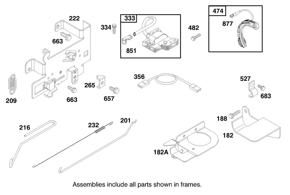 Engine Briggs & Stratton Model 28m707-1182-E1 Diagram and Parts List for 70082 8900001 - 8999999 Toro Lawn Tractor