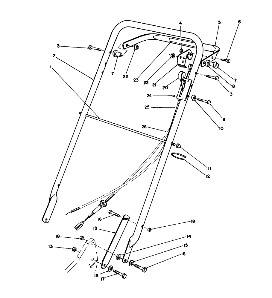 Handle Assembly Diagram and Parts List for 22036 0000001 - 0999999 Toro Lawn Mower
