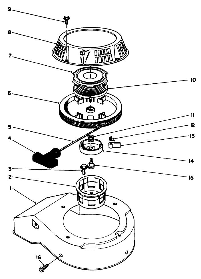 Recoil Assembly (Model No. 47pn2-3) Diagram and Parts List for 22031 3900001 - 3999999 Toro Lawn Mower