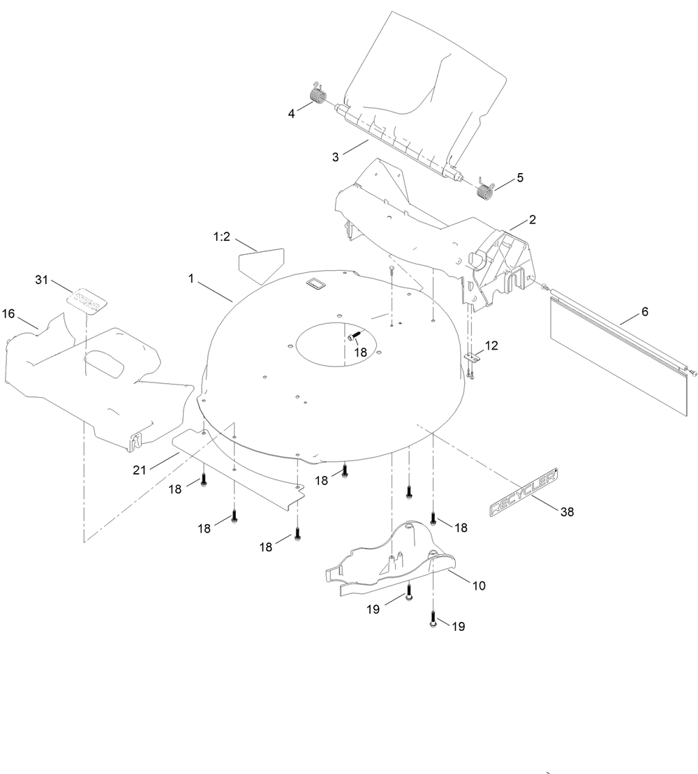 Housing Assembly Diagram and Parts List for 21853 400000000 - 999999999 Toro Lawn Mower