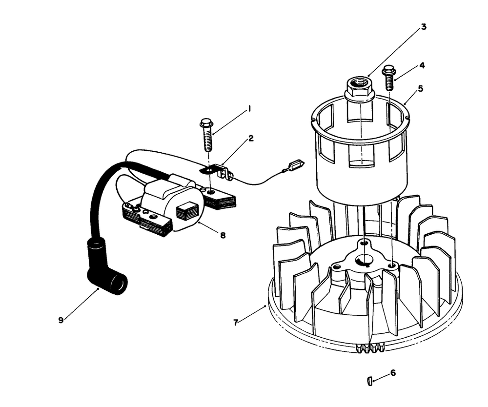 Magneto & Flywheel Assembly (Model No. Vmj8) Diagram and Parts List for 20622 0000001 - 0003101 Toro Lawn Mower
