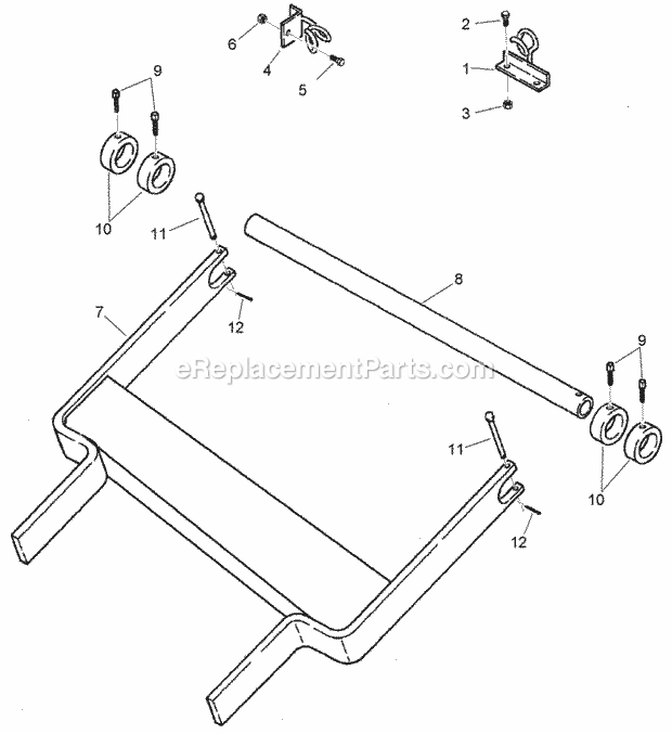 Reel Carrier Assembly Diagram and Parts List for 2011  Toro Lawn Tractor Accessories