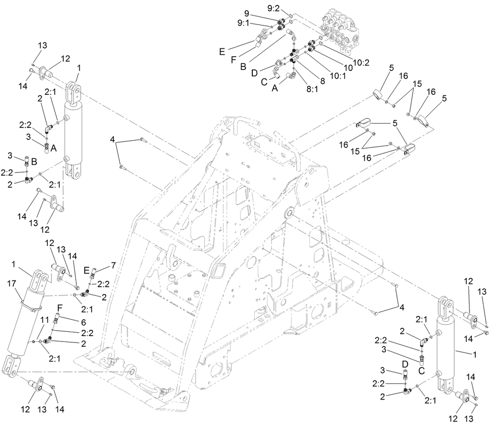 Hydraulic Cylinder Assembly Diagram and Parts List for 22318 404320000 - 405709999 Toro Lawn Tractor Accessories
