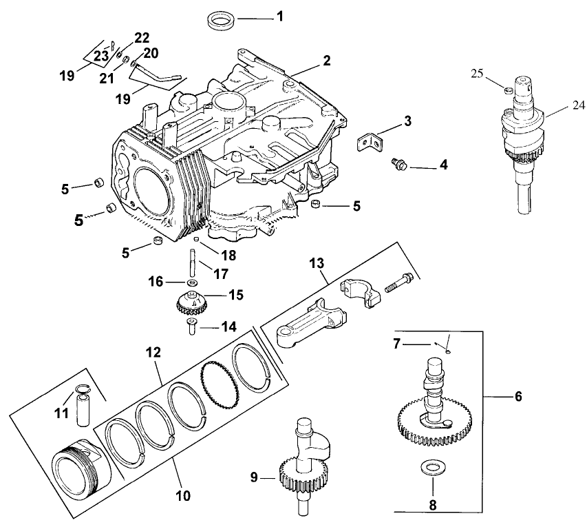 Crankcase Diagram and Parts List for 30159 991180 - 999999 Toro Lawn Tractor Accessories