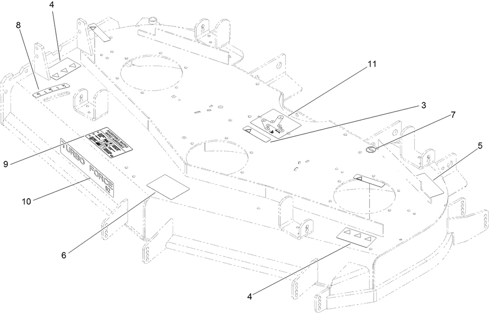 Deck Decal Assembly Diagram and Parts List for 74264TE (312000001-312299999)(2012) Toro Lawn Mower