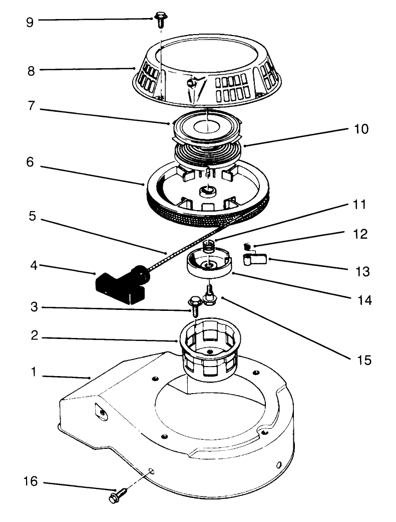 Recoil Assembly (Model No. 47ps5-3) Diagram and Parts List for 22040 6900001 - 6999999 Toro Lawn Mower
