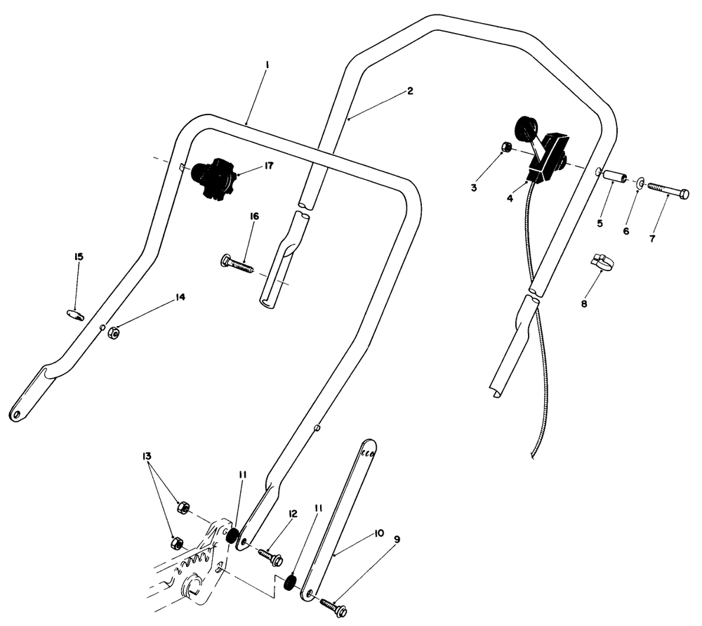 Handle Assembly Diagram and Parts List for 20610C 5000001 - 5999999 Toro Lawn Mower