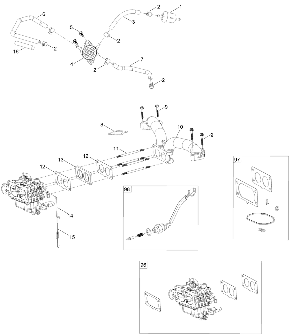 Fuel System Assembly Diagram and Parts List for 74493 407146062-999999999 Toro Lawn Tractor