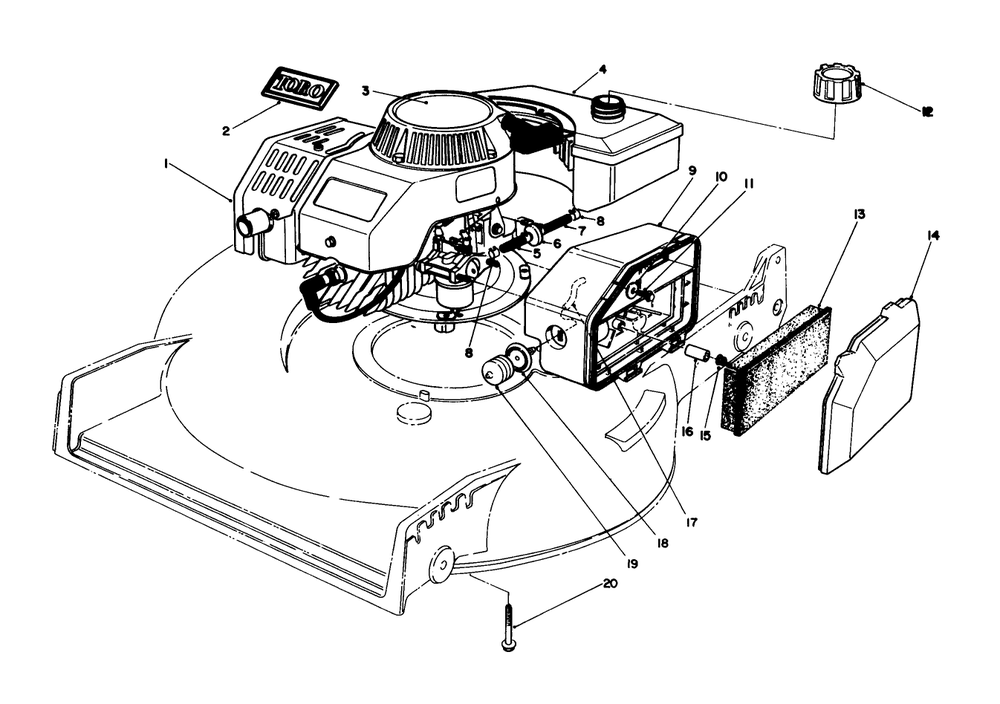 Engine Assembly Diagram and Parts List for 20584 8000001 - 8999999 Toro Lawn Mower