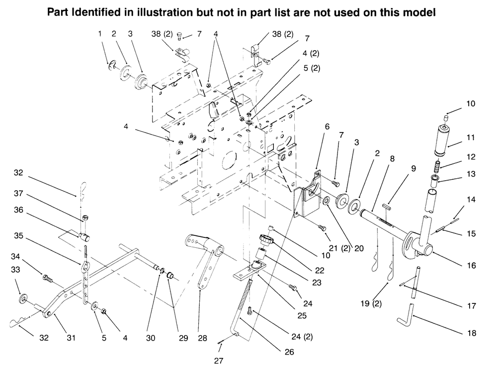 Manual Lift System Diagram and Parts List for 73402 6900001 - 6999999 Toro Lawn Tractor