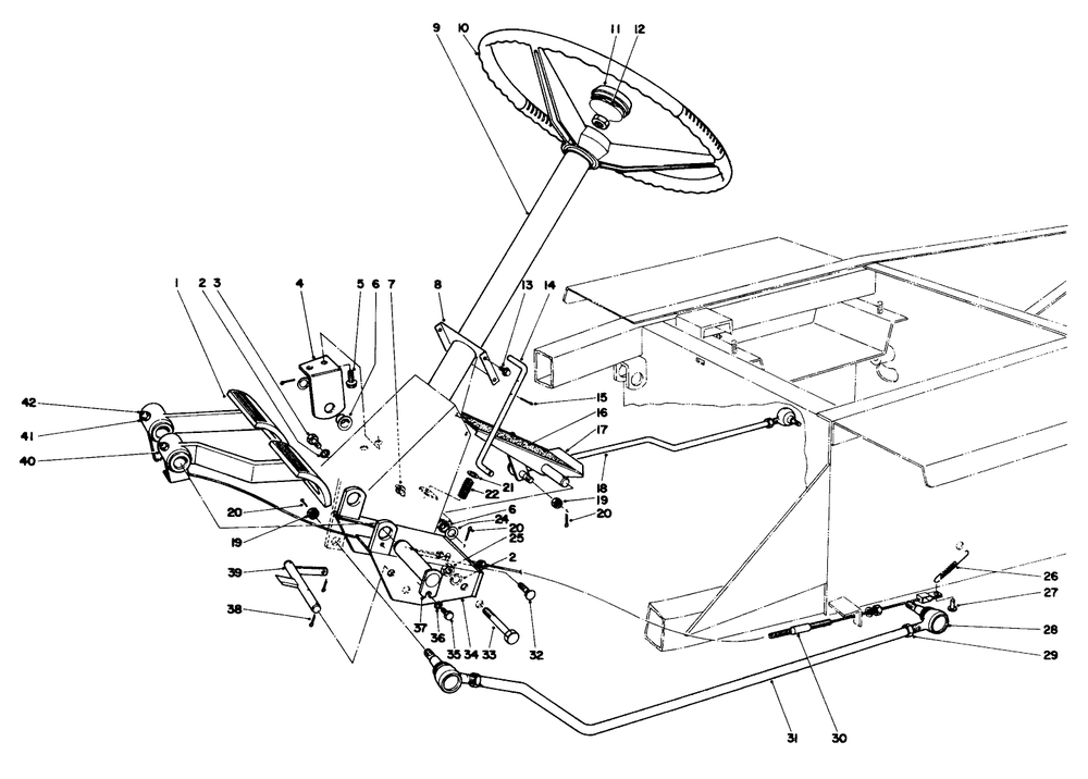 Brake And Steering Gear Assembly Diagram and Parts List for 30773 30001 - 30569 Toro Lawn Tractor Accessories