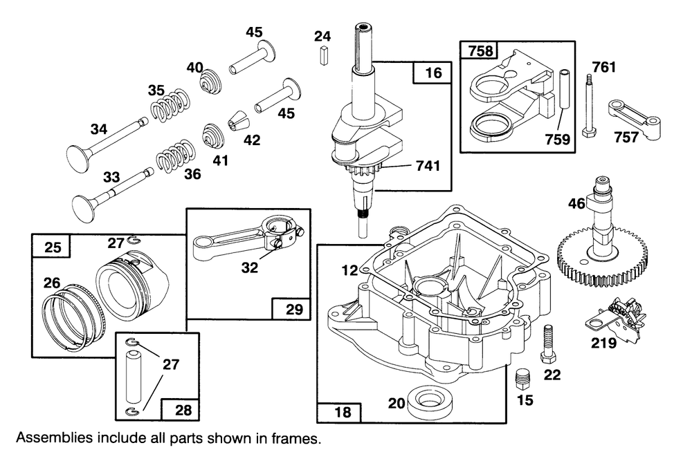 Engine Briggs & Stratton Model 28m707-0122-01 Diagram and Parts List for 71191 5910001 - 5999999 Toro Lawn Tractor