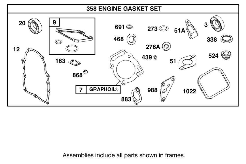 Engine Gasket Set Diagram and Parts List for 12004TC 220000001 - 220999999 Toro Lawn Tractor