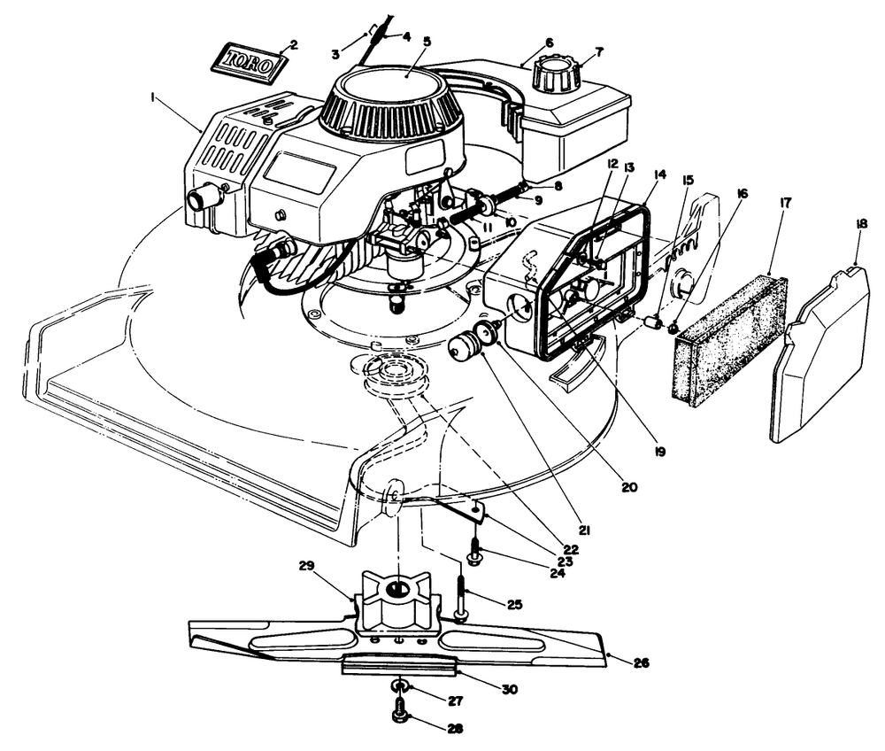 Engine Assembly Diagram and Parts List for 20321 2000001 - 2999999 Toro Lawn Mower