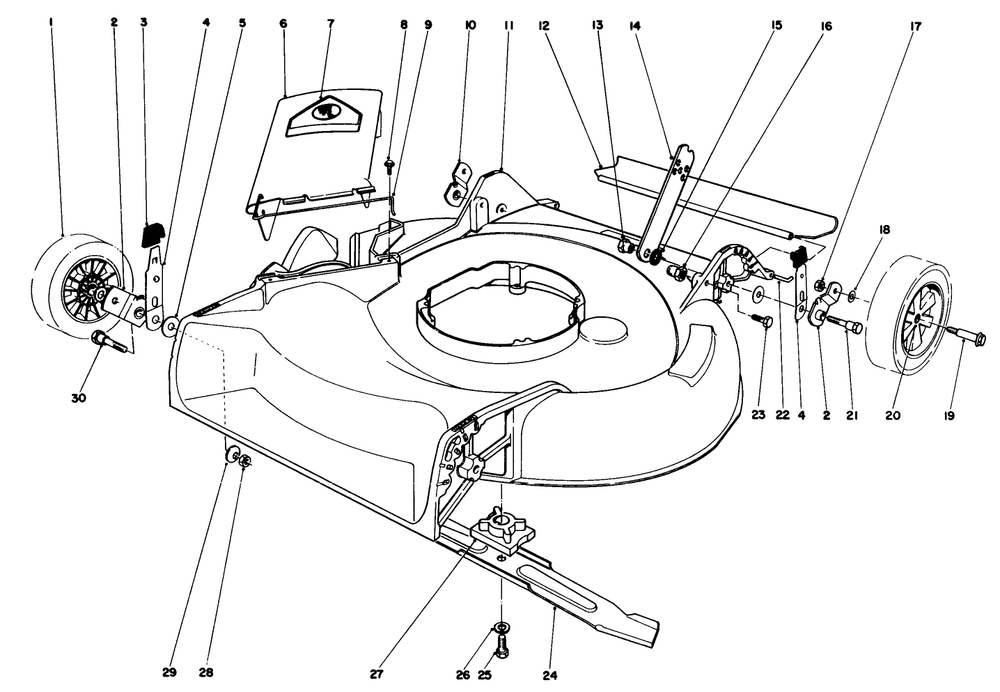 Housing Assembly Diagram and Parts List for 16575 7000001 - 7999999 Toro Lawn Mower