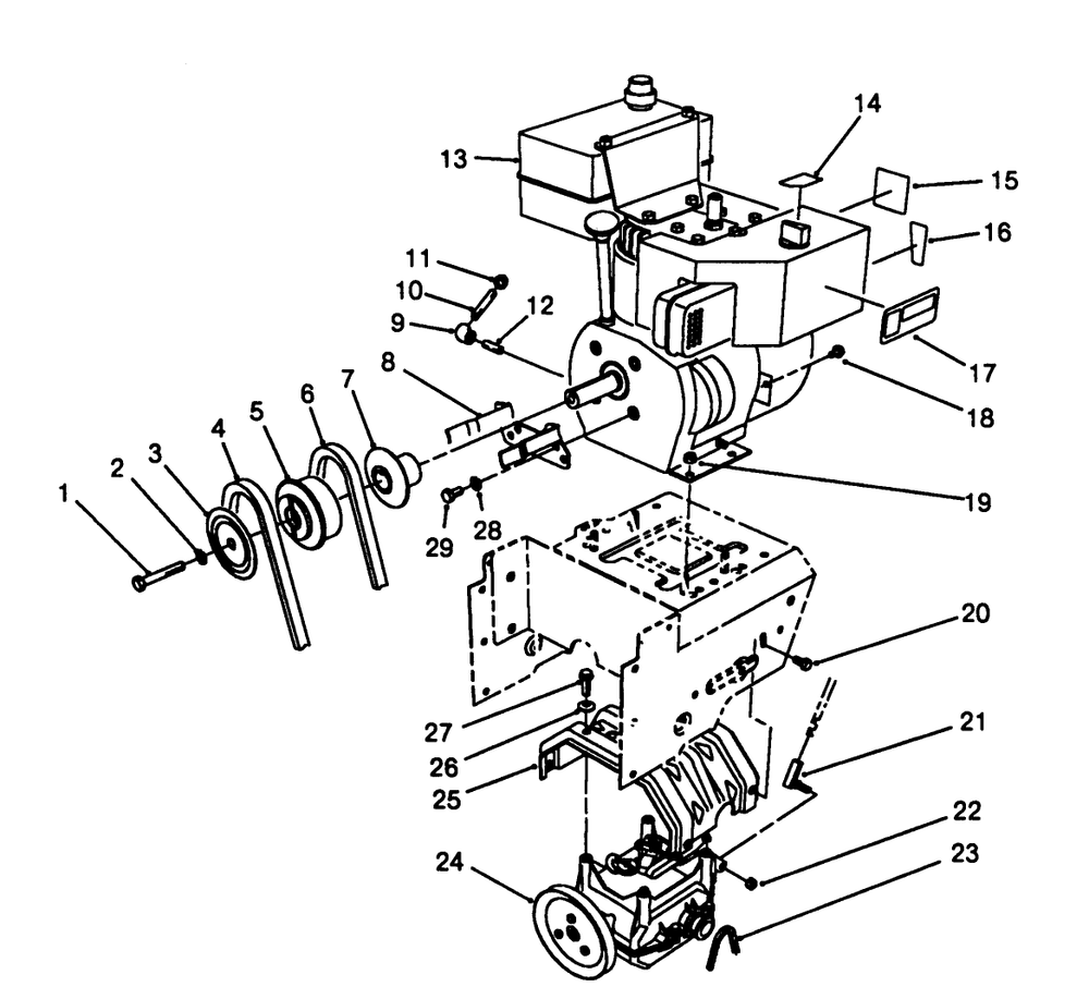 Engine Assembly Diagram and Parts List for 38513 8000001 - 8999999 Toro Snow Blower
